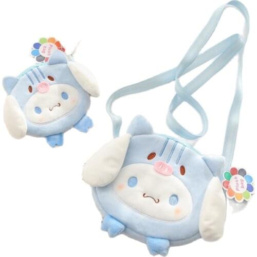 Cute Cinnamon Dog Coin Purse Small Big Ear White Dog Messenger Bag Soft Cute Creative high quality birthday gift for kids