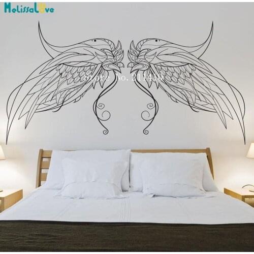Vinyl Cool Wall Sticker Intricate Bird Wings Home Decoration For Living Room Bedroom 3D Self-adhesive Art Murals Gift YY898