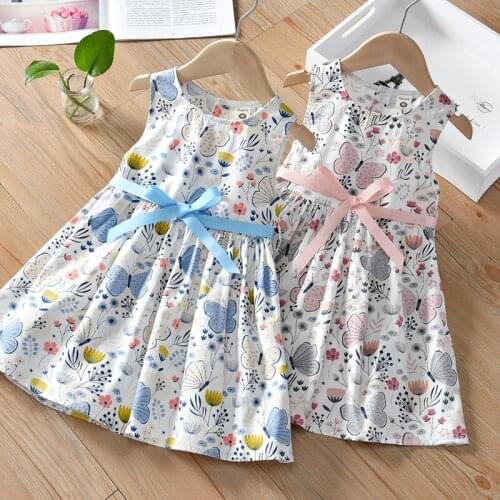 Girls Flowers Summer Dresses Baby Girl Butterfly Clothing Children Fashion Sleeveless Vestidos Party Dresses Princess Clothes