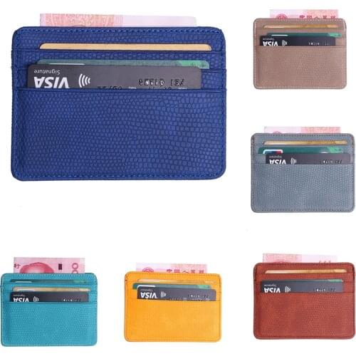 New Small Mini Travel Lizard Pattern Leather Bank Business Id Card Holder Wallet Case Coin Purse For Men Women With Id Window