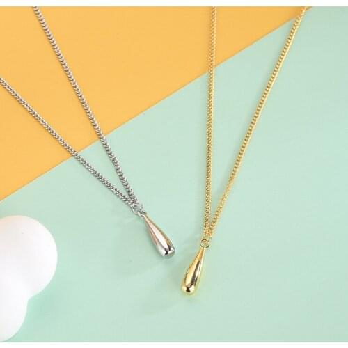 MIQIAO Drop Shape Necklace 925 Sterling Silver Gold-color Glossy Fashion Temperament Simple Conical Clavicle Chain Accessories
