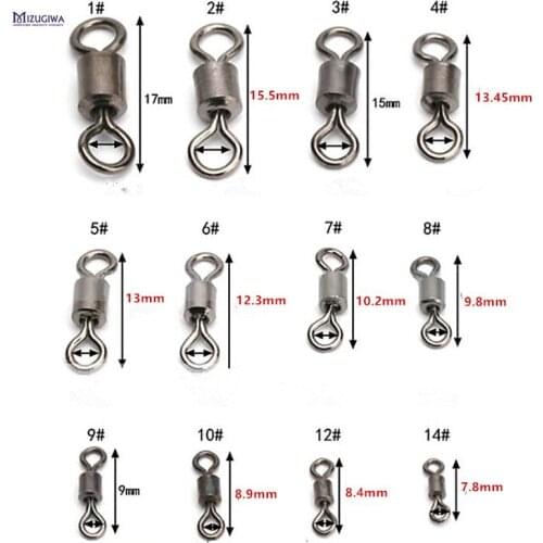 Mizugiwa 200pcs Bearing Swivel Solid Rings Fishing Connector 1#-14# Barrel Rolling For Fishhook Lure Link Fishing Accessories