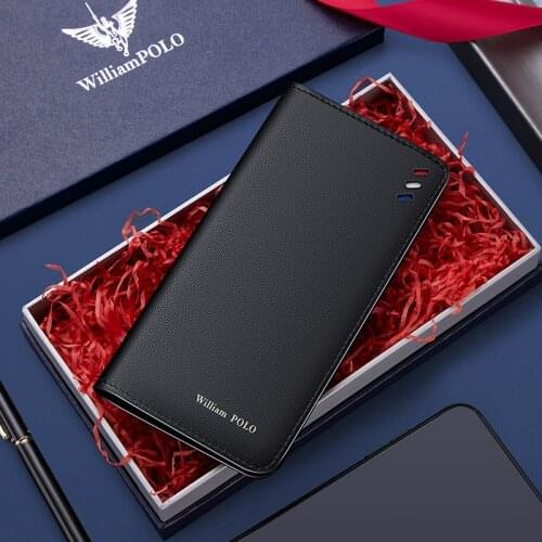 WILLIAMPOLO Mens Wallet Long Genuine Leather Card Wallets Luxury Design Slim Purse For Male New With Gift Box PL205262
