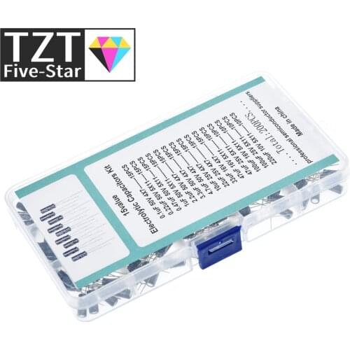 200pcs/lot Radial capacitors set 15Values 0.1uF-220uF Electrolytic Capacitor Assortment Kit 10V/16V/25V/50V capacitor pack
