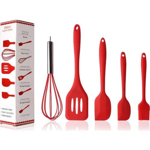 5PCS Silicone Bakeware Set Cream Cake Spatula Oil Brush Egg Beater Kitchen Heat-Resistant Non-Slip Cookware Kitchen tools