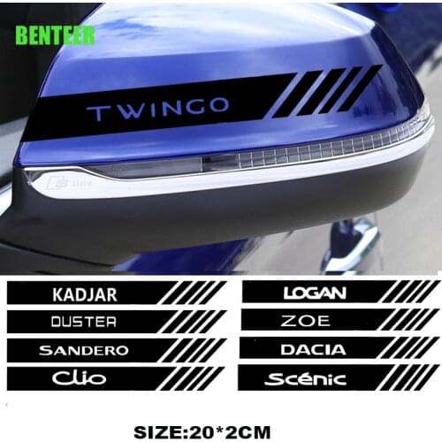 2pcs Car Rearview Mirrior Decal Sticker Renault Decia Clio ZOE duster Megane TWINGO Logan KADJAR Car tyling