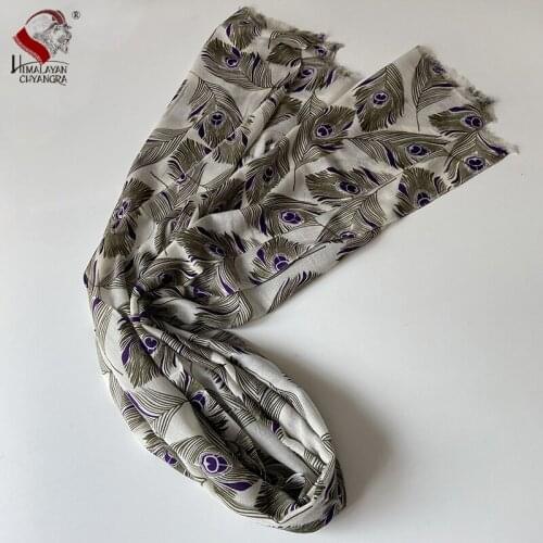 Nepalese Hand printed 100% Marino Wool Scarf Thin Soft Warm Factory Price GREEN LEAVES