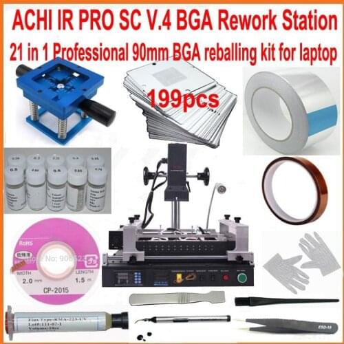 2016 New ACHI IR PRO SC V4 bga rework station motherboard repair machine +199pcs 90mm laptop bga stencils +20 gifts