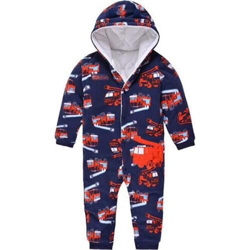 Autumn/Winter Baby Romper New Born Baby Thick Ropa Rugby PatternBaby Boys Long-Sleeve Fleece Jumpsuit Warm Clothes Little Kids