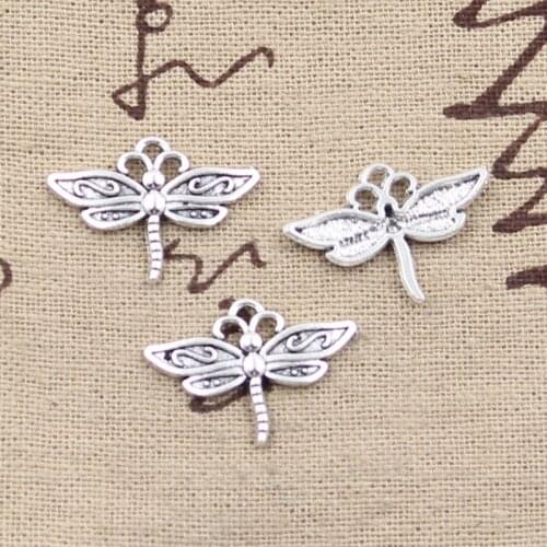30pcs Charms Dragonfly 16x22mm Antique Bronze Silver Color Pendants DIY Necklace Crafts Making Findings Handmade Tibetan Jewelry