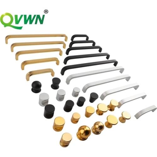 QVWN Simple Aluminum Alloy Single Hole Golden Small Black Round Copper Drawing Handle Kitchen Cabinet Shoe Wardrobe Door Drawer