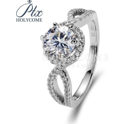 Luxury 1ct round cut 925 silver moissanite in rings band wholesale price кольца браслеты ьги с зеленным камнем