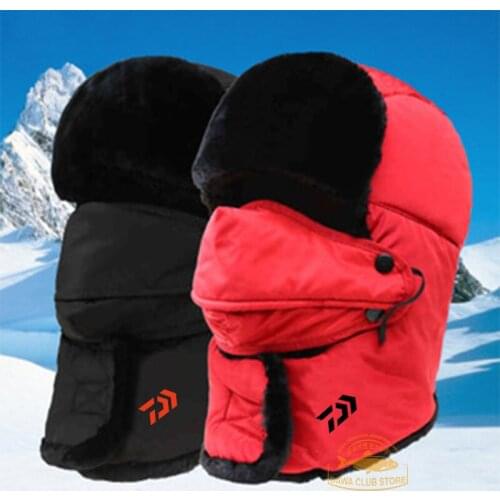DAIWA Brand Winter Fishing Warm Hat Outdoor Men and Women Plus Velvet Thick Warm Hat Earmuffs Snow Cap Hiking Windproof Cap