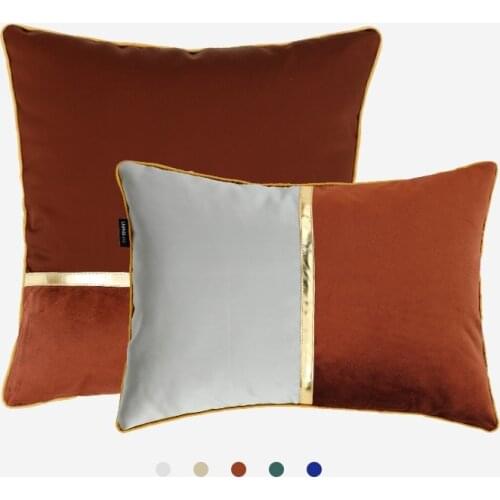 Modern Simple Gold Thread Stitching Velvet Satin Removable and Washable Square Living Room Sofa Cushion Pillow