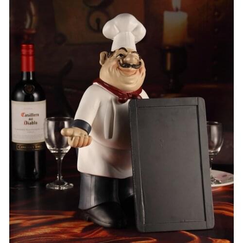 Chef Statue Message Board Decorative Resin Kitchen Cook Welcome Sign Menu Ornament Craft Pub Accessories Home Decor Restaurant