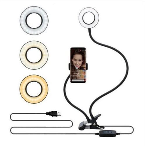 Dimmable LED Selfie Ring Light USB Ring Lamp Photography Light With Tripod Phone Stand Holder For Live Makeup Youtube tiktok