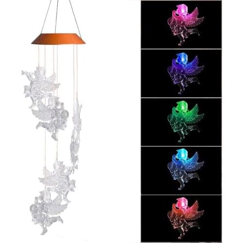 LED Solar Wind Chime Hanging Decoration Exquisite Seashell Windbell Aeolian Bells Crafts Ornaments Home Garden Hanging