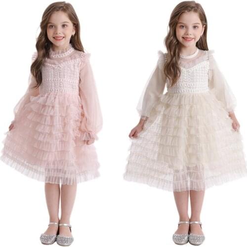 Flower Girls Christmas Dress Elegant Children Pink New Year Costume Kids dresses for Girls Birthday Party Dress 3-8Years
