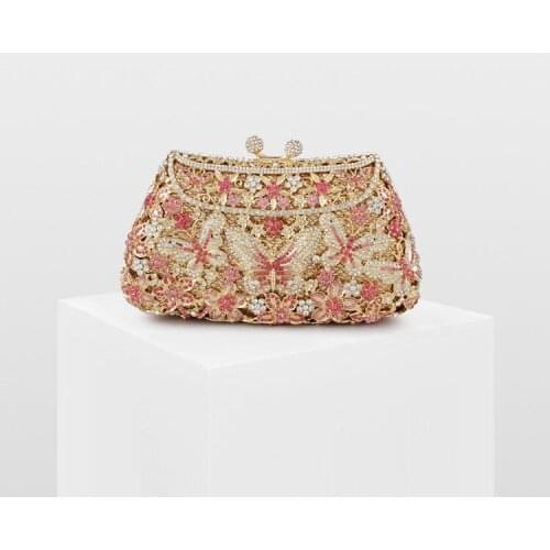 XIYUAN Women Silver/Red/Black Color Crystal Evening Bags Clutch Purses Hand-Made Diamond Minaudiere Bag Wedding Party Handbags