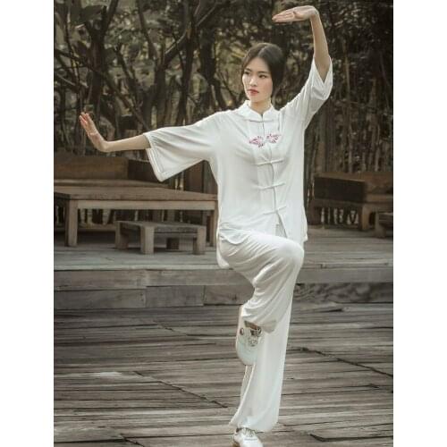 Female Summer high quality cotton&linen wushu kung fu clothes yoga suits tai chi taiji uniforms martial arts clothing