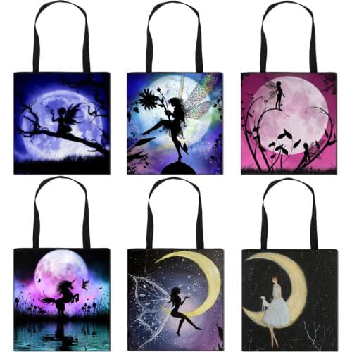 Moonlight Fairy Print Gilrs Purses And Handbags Shoulder Bag Women Large-capacity Handbags Fashion Tote Bags For Travel