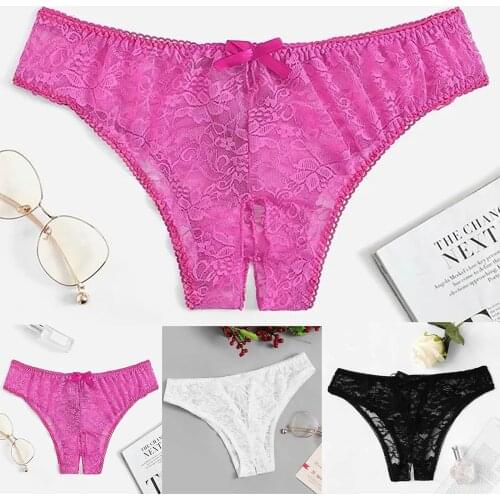 Panties Women Open Crotch Mesh Sexy Bowknot Hallow Out Erotic Lingerie Low Waist Crotchless Plus Crotchless Thong Lingerie