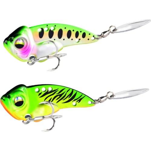 1pcs 8.5g 12.5g 17g Sinking Metal VIB Fishing Lure with Rotating Spoon Tail Hard Wobbler Crankbaits Vibration Spinner Tackle