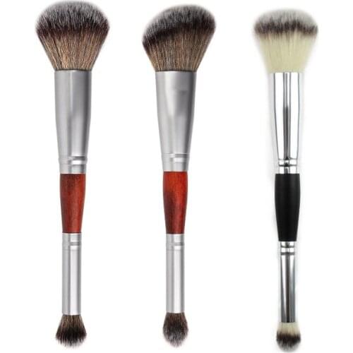 1pc Double-head makeup brush multi-function tri-color hair eye shadow brush blush loose powder brush beauty makeup tools
