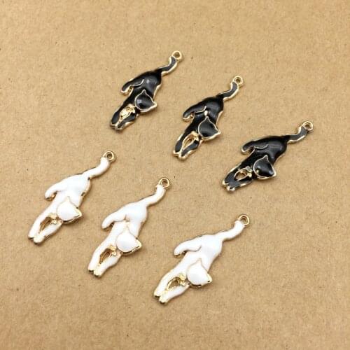 10pcs 11x28mm cat charms enamel charm for jewelry making and crafting charm fashion pendant