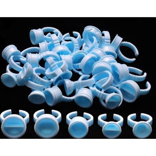 1000pcs Blue Tattoo Ring Ink Cups Small Medium Large Container Holder for Grafting Eyelash Pigment Cap No Divider/ Divider