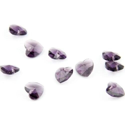 14mm 1000pcs /lot Violet Crystal Heart Pendant Crystal Drop Prism Lamp Part Suncatcher For Wedding & DI