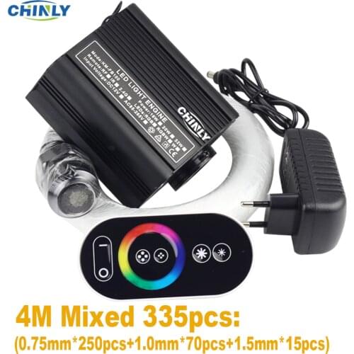 16W RGB Touch Remote Fiber Optic Light 4Meter Mixed 335pcs Optical Fiber Stars Lights Decorative Playroom ,Showroom,Car Ceiling