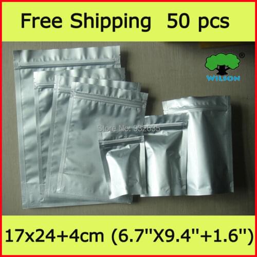 17x24+4cm (6.7''X9.4''+1.6'') Free shipping 50 -500 PCS 4.7 mils heavy duty aluminum foil stand up zip lock mylar bag for food