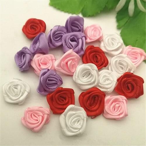 20PCS 20mm Mix loveliness swirl satin ribbon rose Craft DIY Wedding decoration making