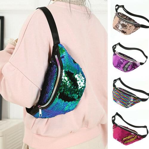 2019 New Style Sequined Men Women Reversible Mermaid Sequin Waist Bum Bag Fanny Pack Pouch Satchel Waist Packs