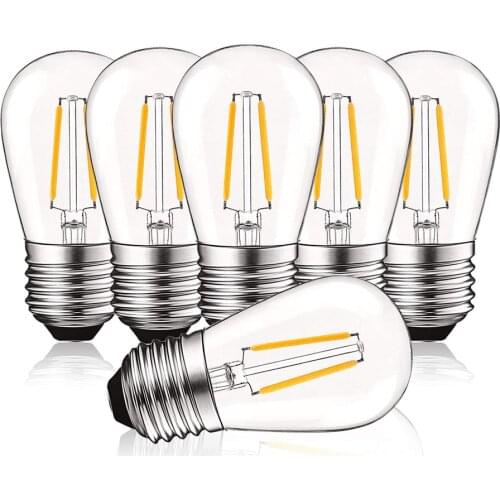 5/10/15Pcs/lot 2W S14 LED Light Bulbs E27 Vintage LED Filament Bulb For Waterproof Outdoor Garden Commercial String Lights