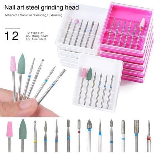 6pcs/set Diamond Nail Drill Bit Milling Cutter Electric Nail Rotary Files Burr Manicure Machine Accessory Cuticle Clean Tools