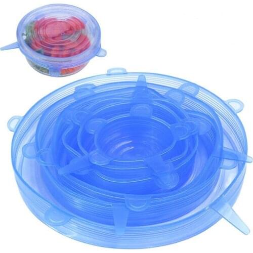 6PCS/Set Kitchen Fresh Keeping Wrap Seal Lid Silicone Stretch Suction Pot Lids Pan Cover LX8831