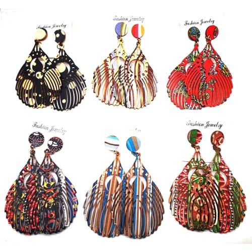 Free Shipping!2021 fabric wooden stud earrings can mixed colors