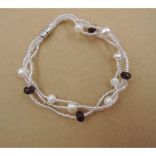 100% nature freshwater pearl bracelet in near round shape