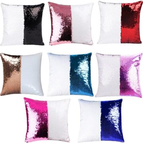 Sequin Mermaid Throw Pillow DIY Glitter Magical Two Color Change Reversible White Cushion Cover Sofa Home Decorative Pillowcase