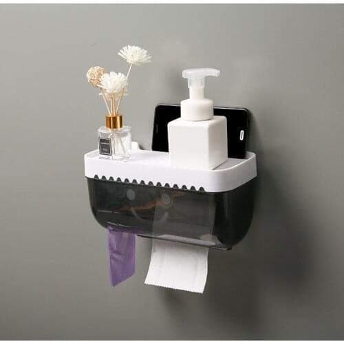 Bathroom Toilet Paper Holder Waterproof Wall Mount For Phone Toilet Paper Tray Kitchen Roll Paper Tube Storage Tray Tissue Box
