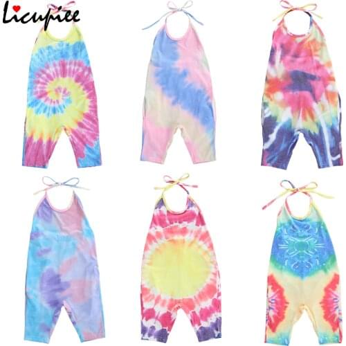 Baby Girl Rompers Summer Print Floral Sleeveless Colorful Strap Backless Romper Toddler One-piece Pants 1-6 Years