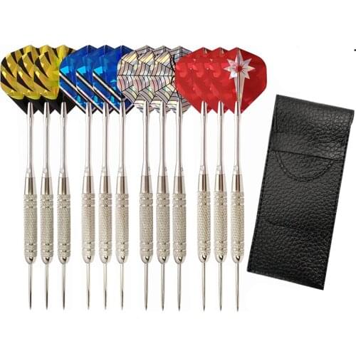 3pcs 19g Darts Steel Tip Darts with Aluminum Dart Shaft ,Darts In Free Leather Bag for Electronic Dartboard Game