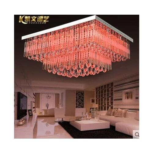 Double-layer atmospheric rectangular ceiling lamp LED crystal lamp living room lamp bedroom lamp restaurant light modern