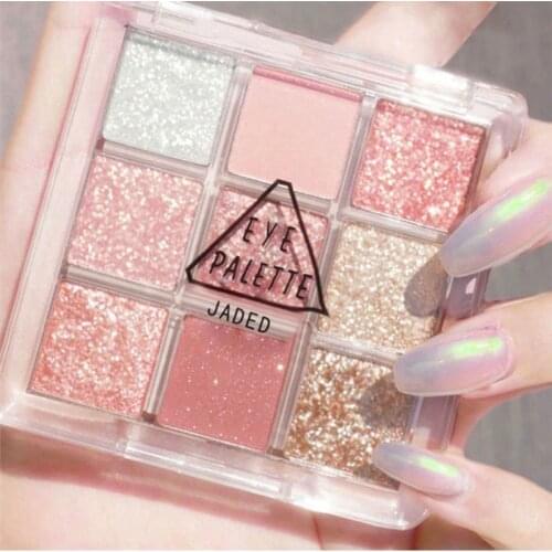 Transparent 9 Color Eyeshadow Palette Pearlescent Matte Earth Color Nine Square Grid Eyeshadow Charming Makeup Tools TSLM