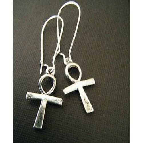 HOT Summer Style 50Pair Alloy Egypt Ankh Cross Charms Pendant Earrings DIY For Women Jewelry B1139