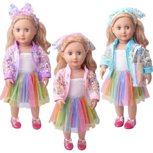 Suit+Dress+Headwear for American girl 18inch doll clothes for children best gift