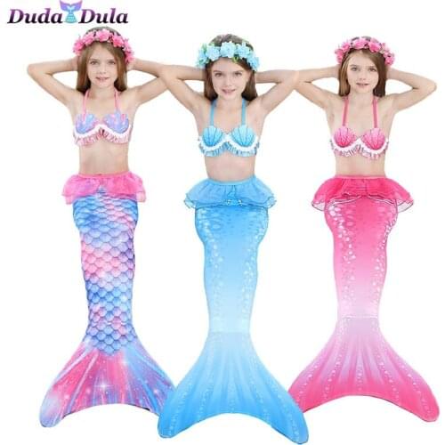 Little Mermaid Tails For Swimming Monofin Summer Girls Clothes Mermaid Party Girls Bathing Suit Bikini Kids Childrens Swimsuit