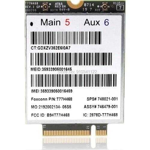 LT4211 LTE/EV-DO/HSPA+ Qualcomm Gobi5000 4G Module SPS 748021-001 for FOXCONN T77H468 100M NGFF M.2 WWAN GPS Wifi Wireless Card